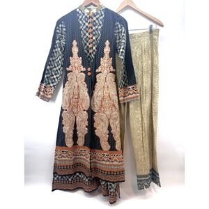 VTG Indian Bollywood Ethnic Kurta Women Embroidery Handmade Palazzo Set U1026